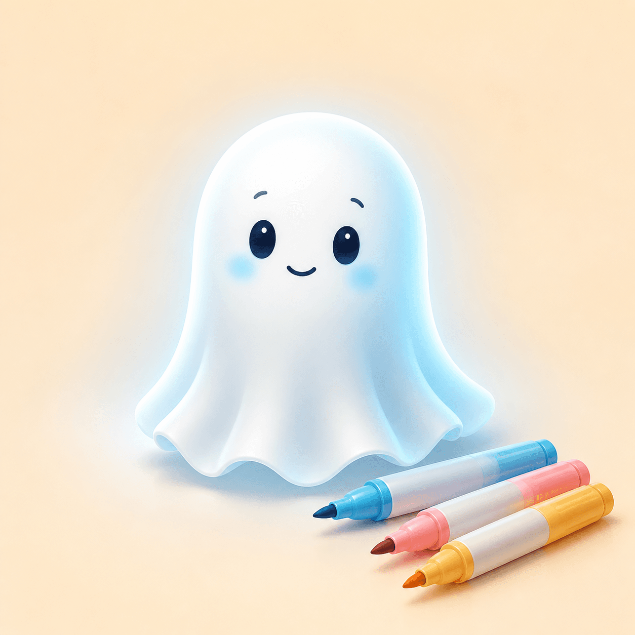 White ghost figure with washable markers, colours in and lights up