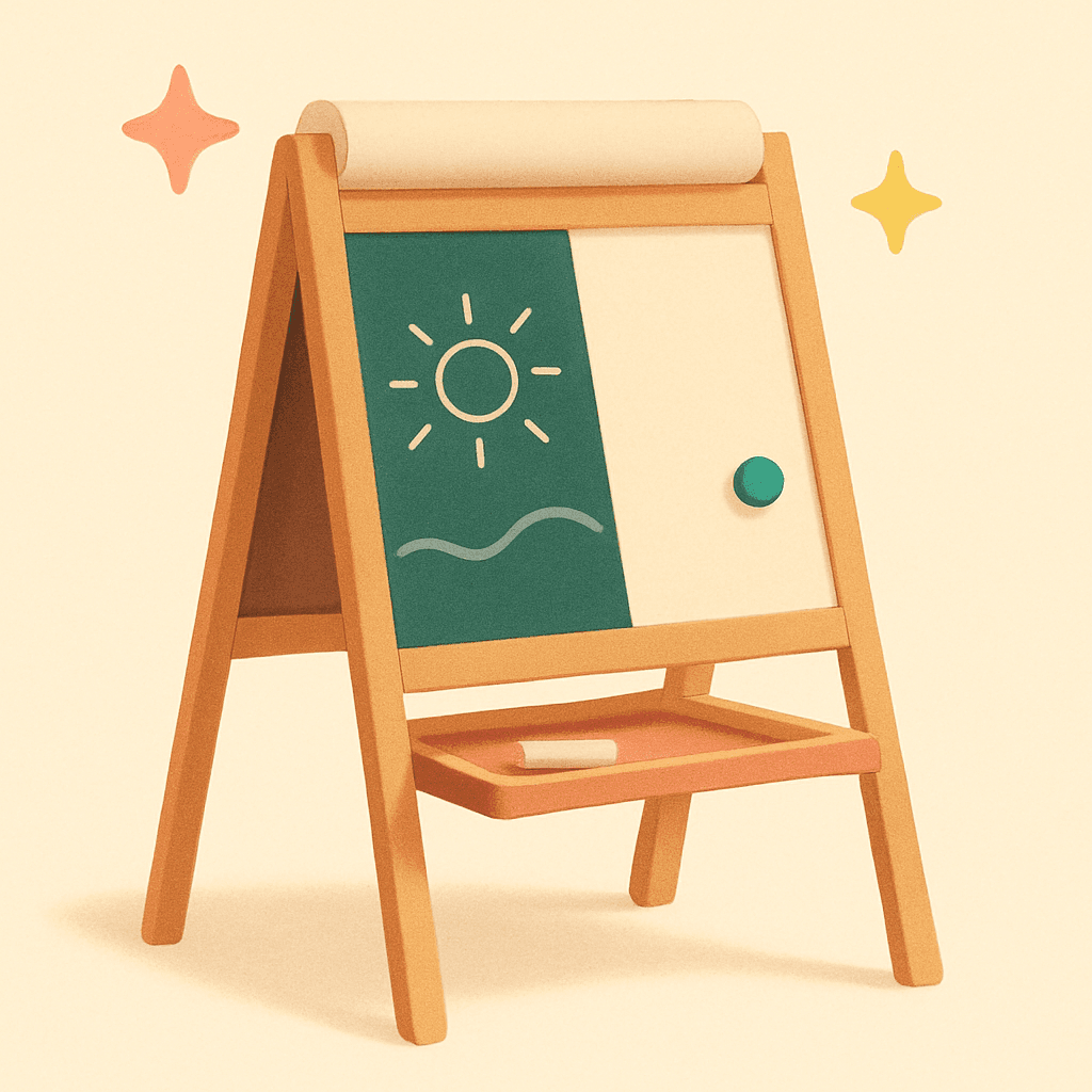 Hape Magnetic All-in-1 Adjustable Art Easel — wooden easel with chalkboard, whiteboard, and paper roll
