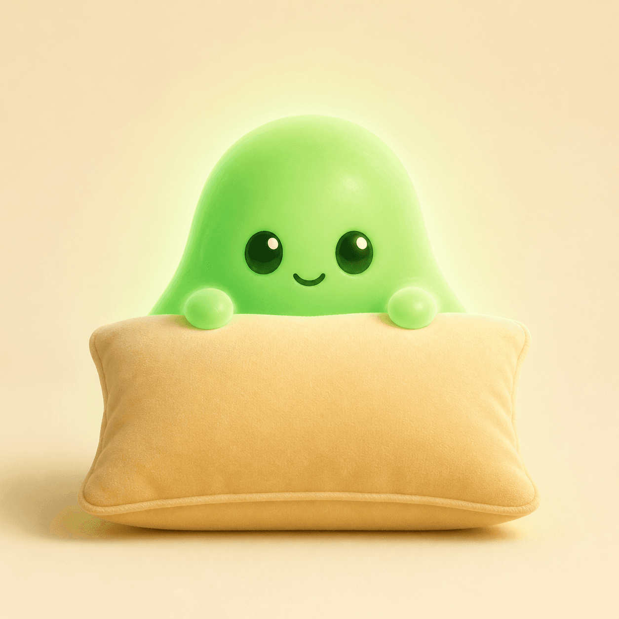 Green light-up ghost toy that sings and gives clues